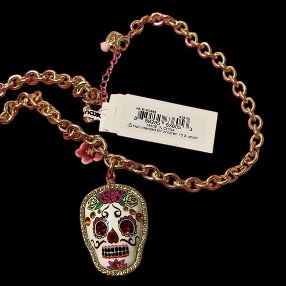BETSEY JOHNSON Mexican Sugar Skull Dia de los Muertos Current 2024 Necklace NWT - Picture 4 of 8